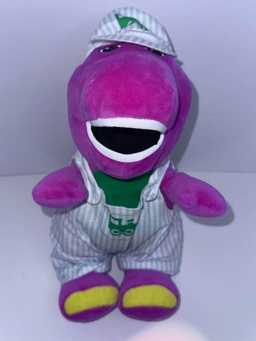 Fisher Price Barney Plush Doll Toy Train Conductor Hat Outfit 14" 2017 purple